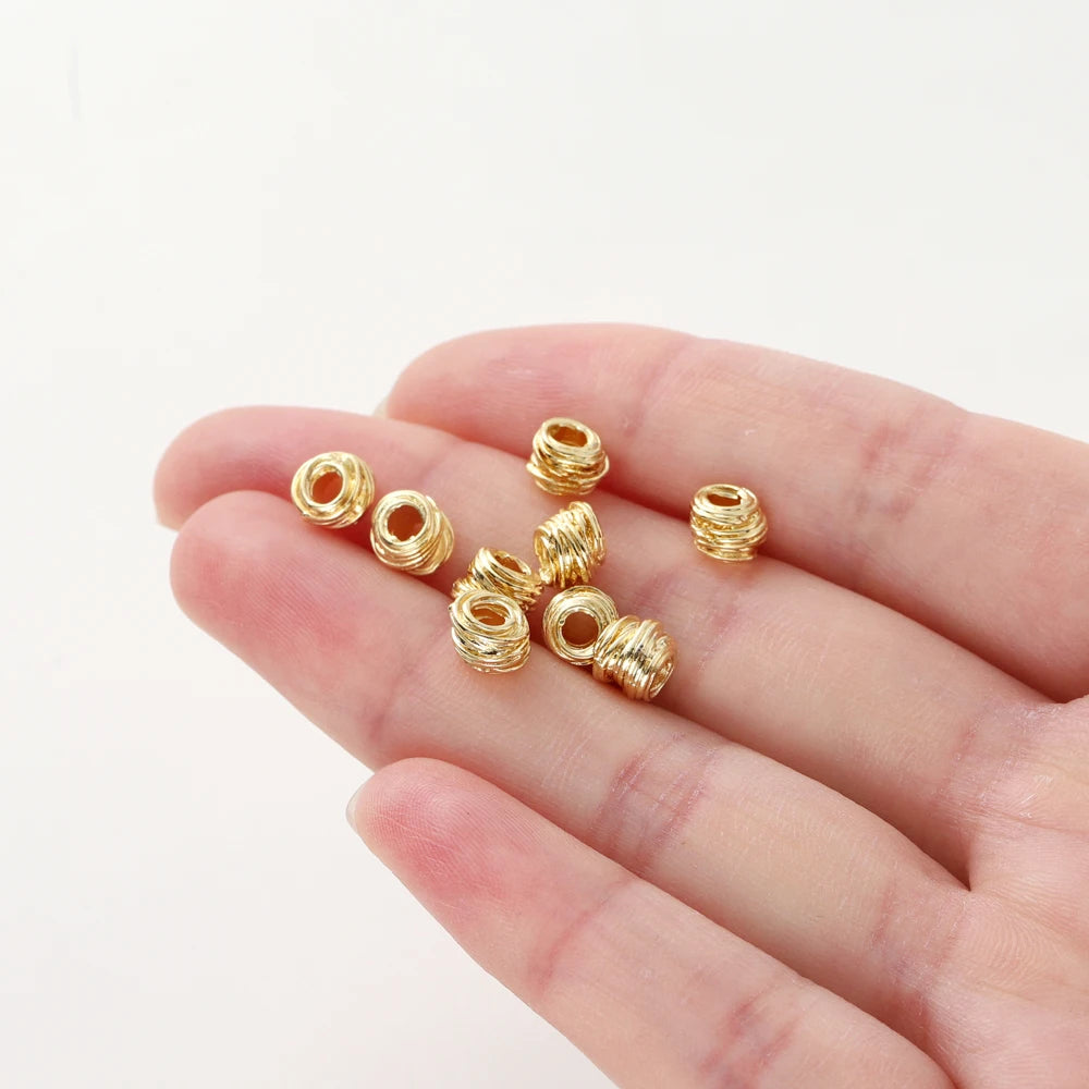 St.kunkka Gold Plated Brass Weaving Ball Spacer Beads 10Pcs Pack