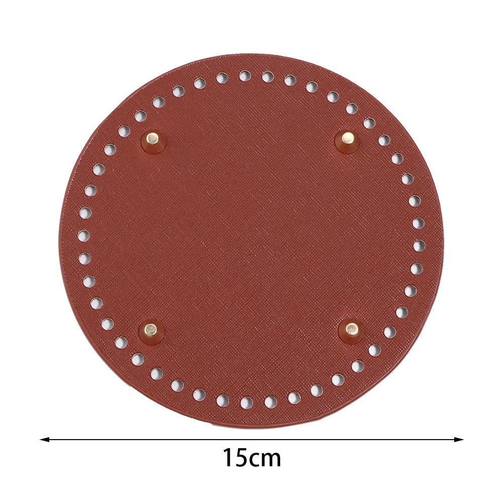 PU Leather Oval Round Bag Bottom for DIY Knitting Crochet