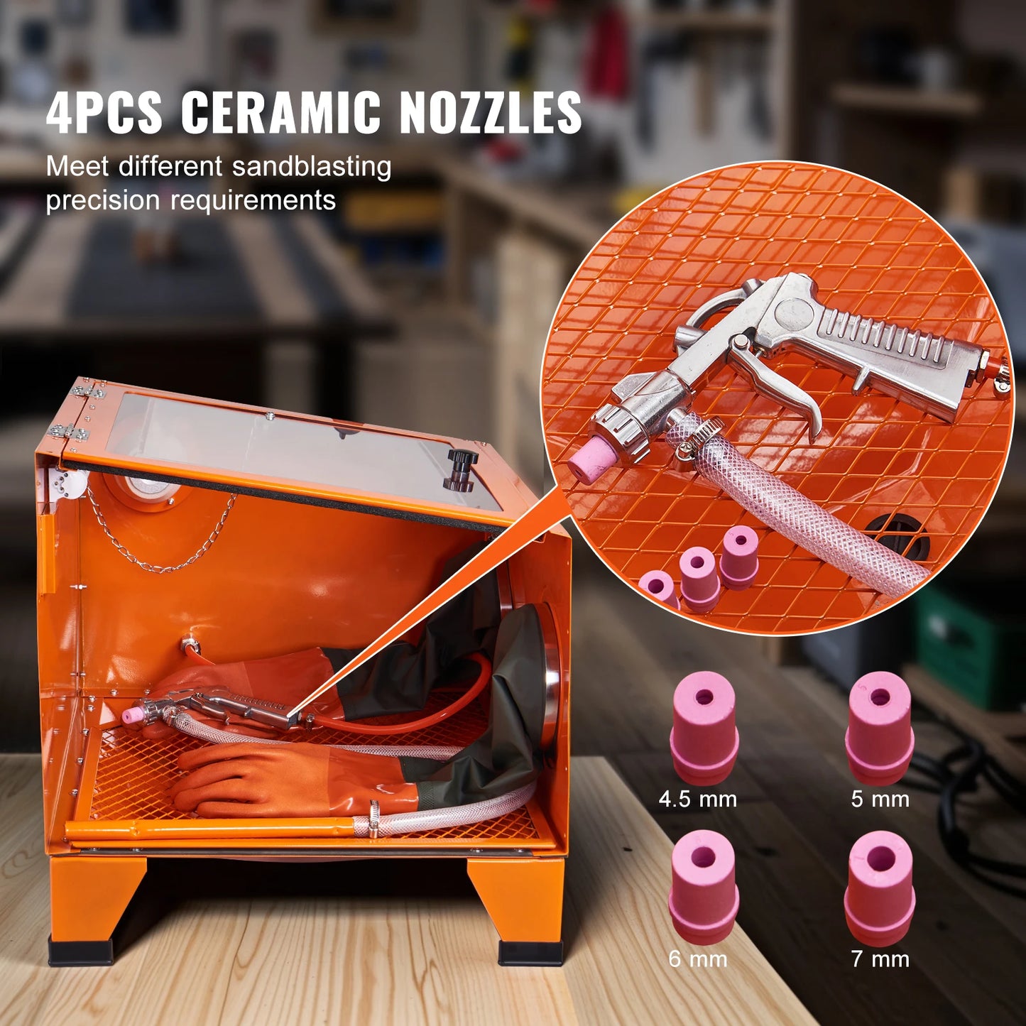 SucceBuy Portable Sandblasting Cabinet With Blasting Gun Nozzles