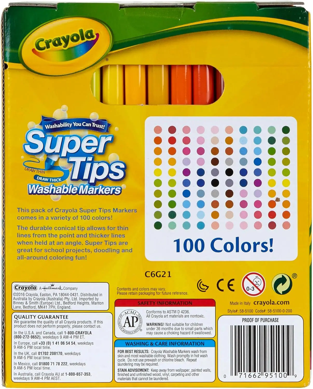 Super Tips 100 Count Washable Fine Point Marker Set