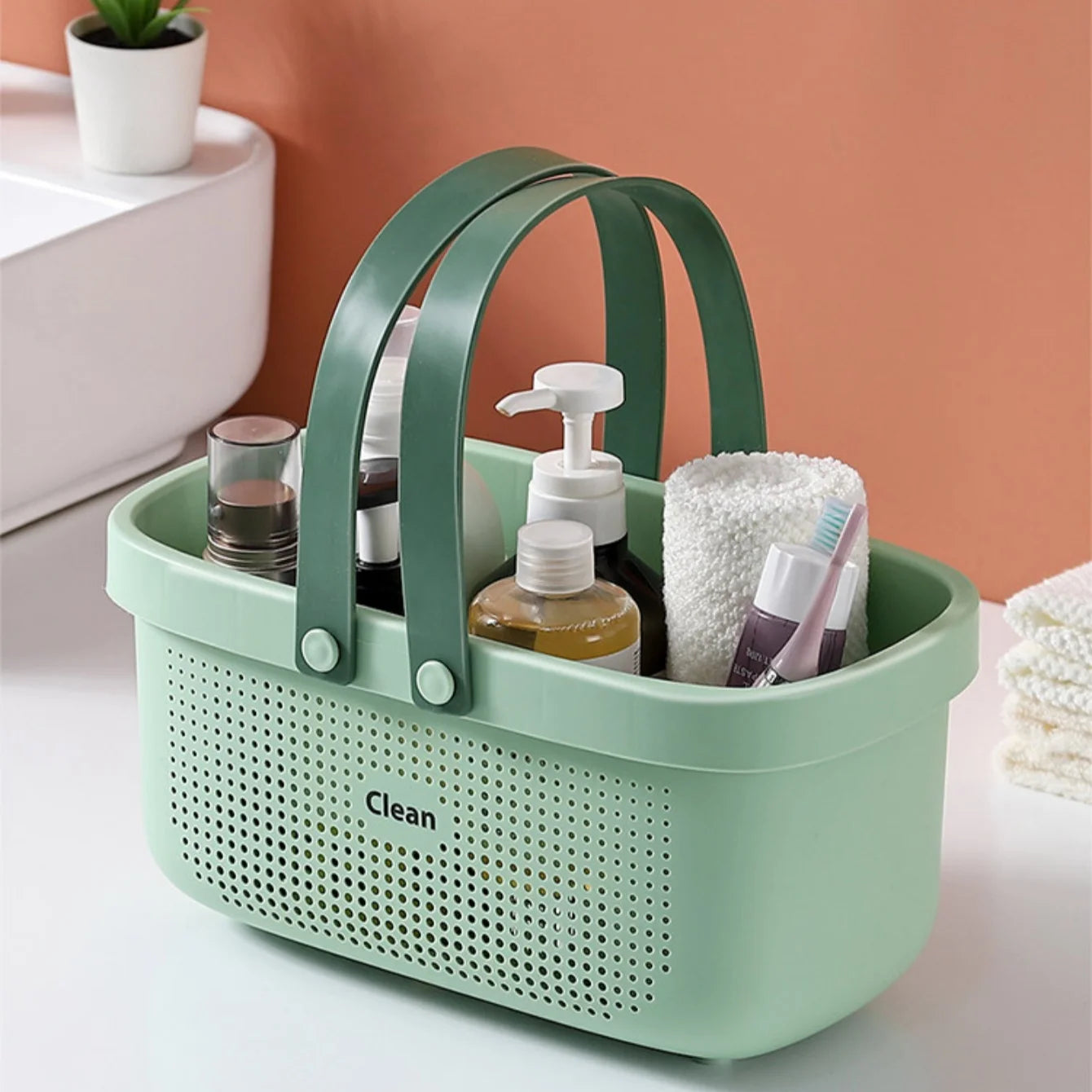Plastic Storage Basket With Handle Shower Caddy Organizer