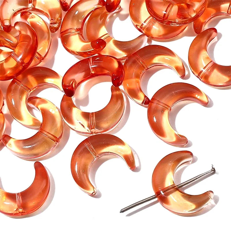10pcs 15x12mm Crystal Glass Moon Charm Beads Fit for 8mm Beads for Necklace Bracelet Earring DIY Jewelry Making Supply