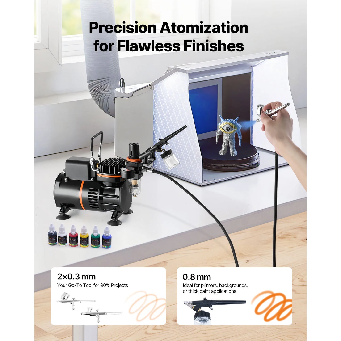 SucceBuy Airbrush Kit With Air Compressor Dual-Action Set