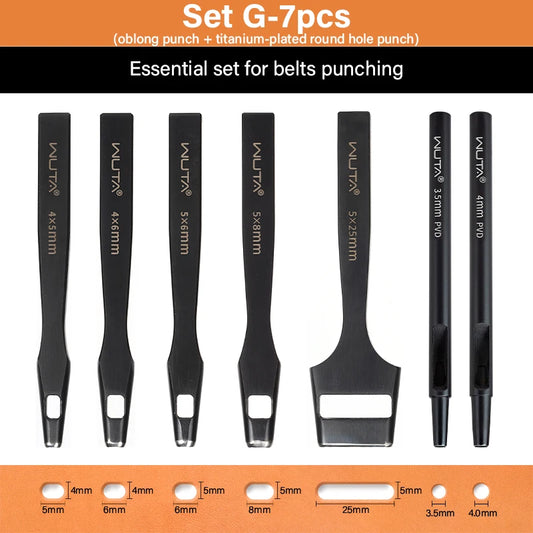 Leather Round Hole Punch Tool Set With Titanium Plating