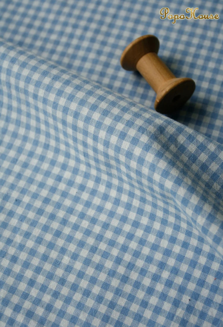 Vintage Linen Grid Striped Woven Cotton Fabric For Sewing Projects
