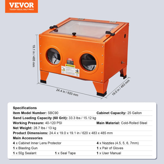 SucceBuy Portable Sandblasting Cabinet With Blasting Gun Nozzles