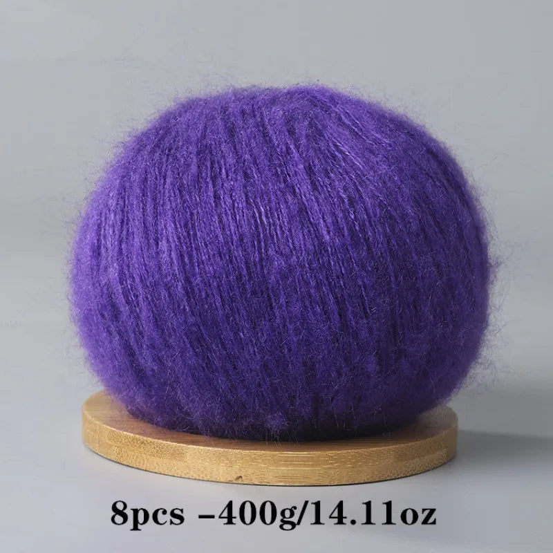 8pcs 400g Mohair Yarn For Crocheting And Knitting DIY Pet Toys  DIY Crafts Soft Comfortable Skin Friendly Spring and Summer