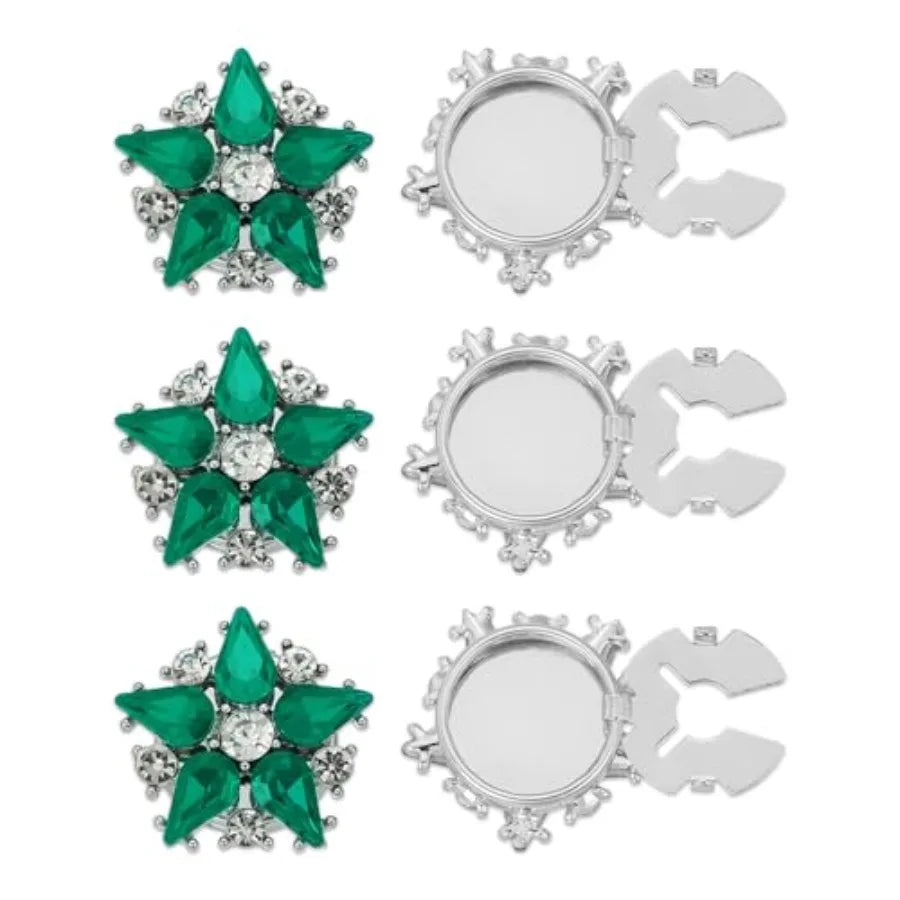 Rhinestone Button Cover Set, 6Pcs Star Flower Crystal Embellishments