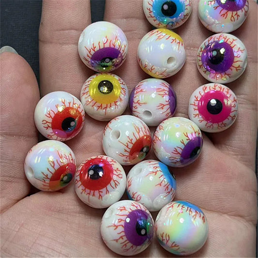 Evil Eye Acrylic Spacer Beads, 10 Pcs, DIY Halloween Jewelry