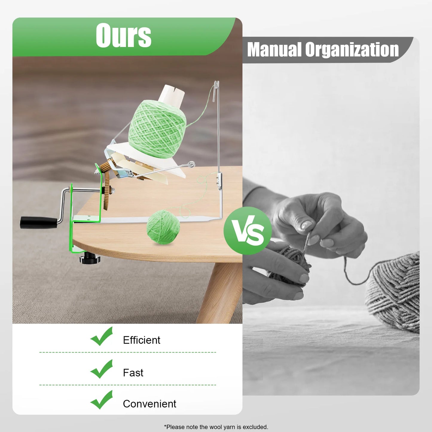 Portable Wool Ball Winder 400-500g Large Capacity Yarn Winder Machine for Knitting, Handmade Arts Crafts, DIY Studio, Home & Factory Use – Easy Install & Clean, with Nylon Gears, Dual-Rod Rocker, Clamp Mount Up to 40mm
