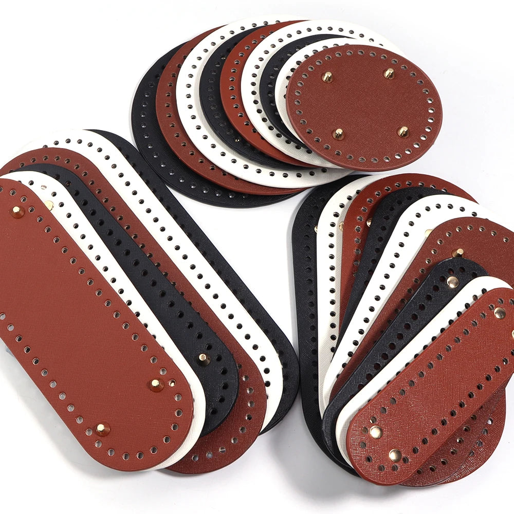 PU Leather Oval Round Bag Bottom for DIY Knitting Crochet
