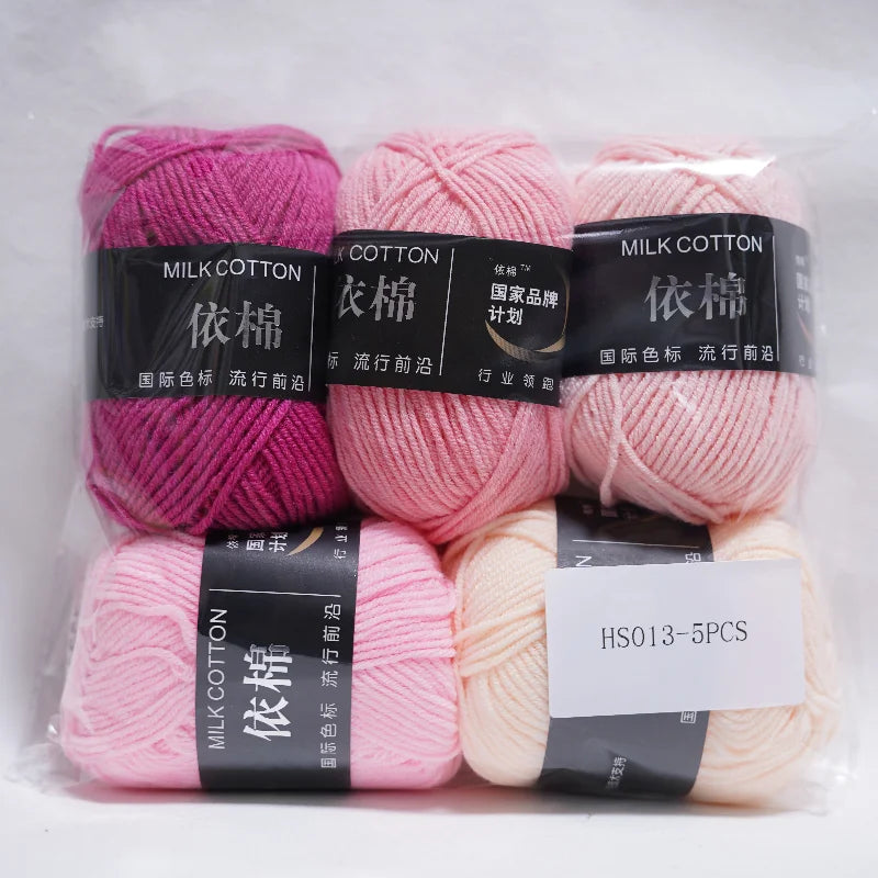 Milk Cotton Yarn Set 5Pcs For Crochet And Knitting