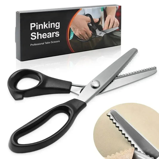 Stainless Steel Tailor's Scissors With Zigzag Pinking Teeth