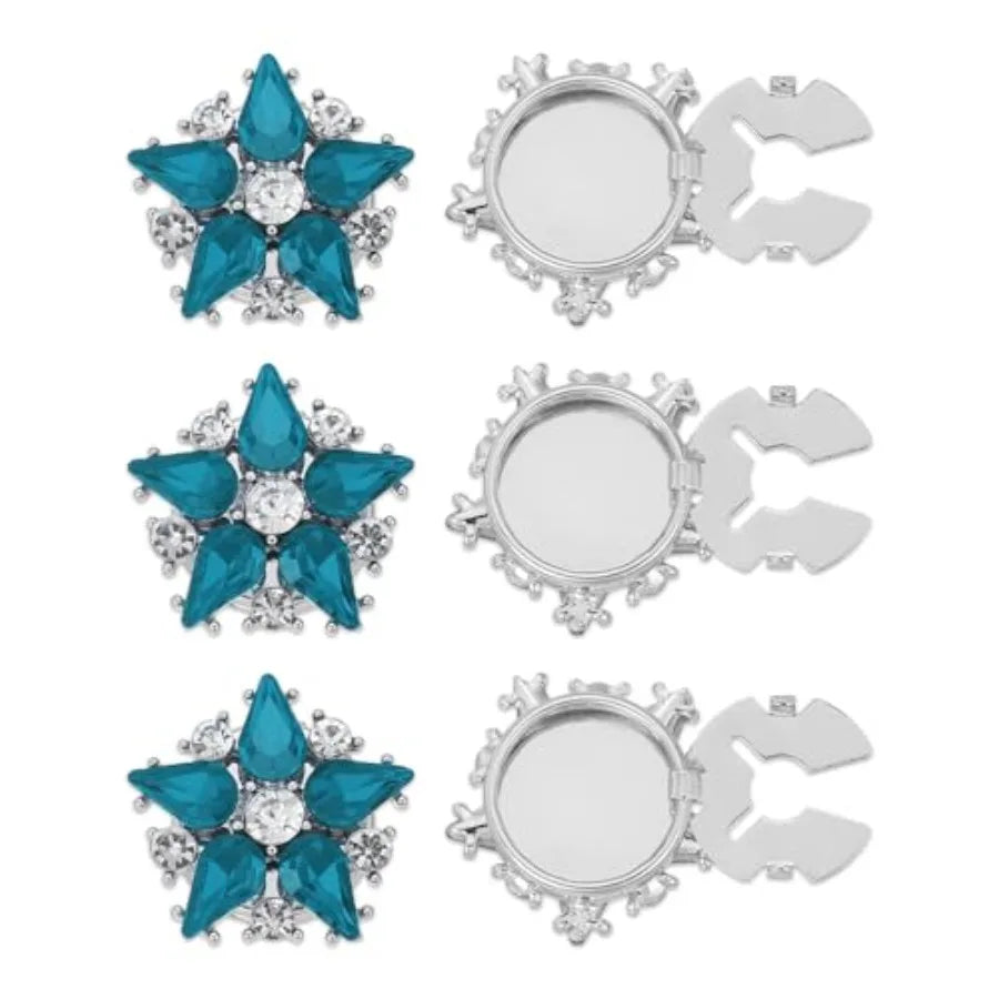 Rhinestone Button Cover Set, 6Pcs Star Flower Crystal Embellishments