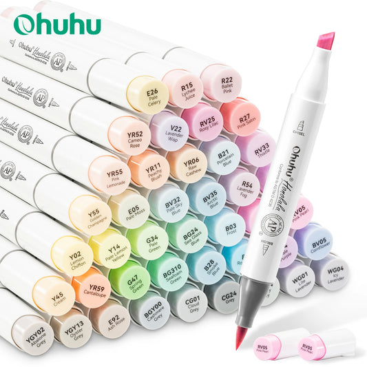 Ohuhu Honolulu 48 Pastel Marker Set With Refillable Dual Tips