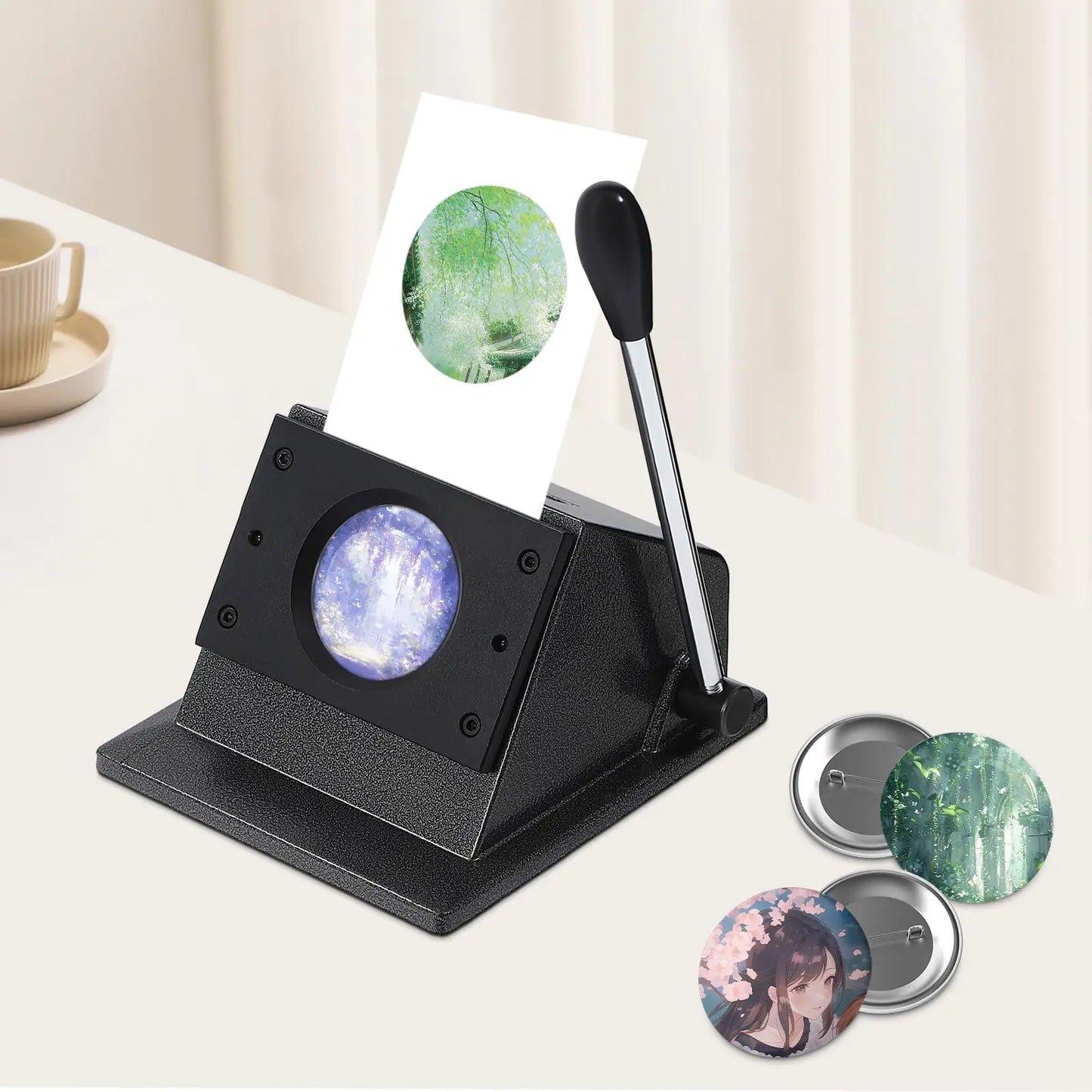 Card Maker Round Punch Die Cutter Graphic 1PC New Manual 58mm Badge Maker Hand Tool Rust-resistant for Cutting Films/Leather