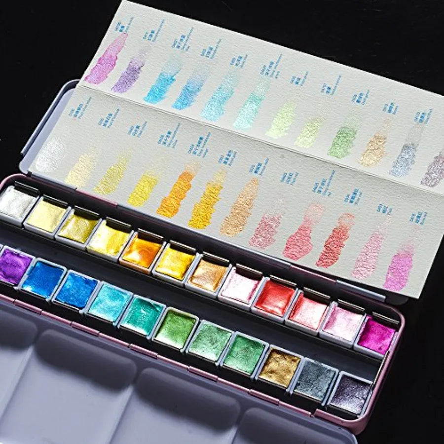 Watercolor Artist Grade 24 Metallic Glitter Set With Palette Journal