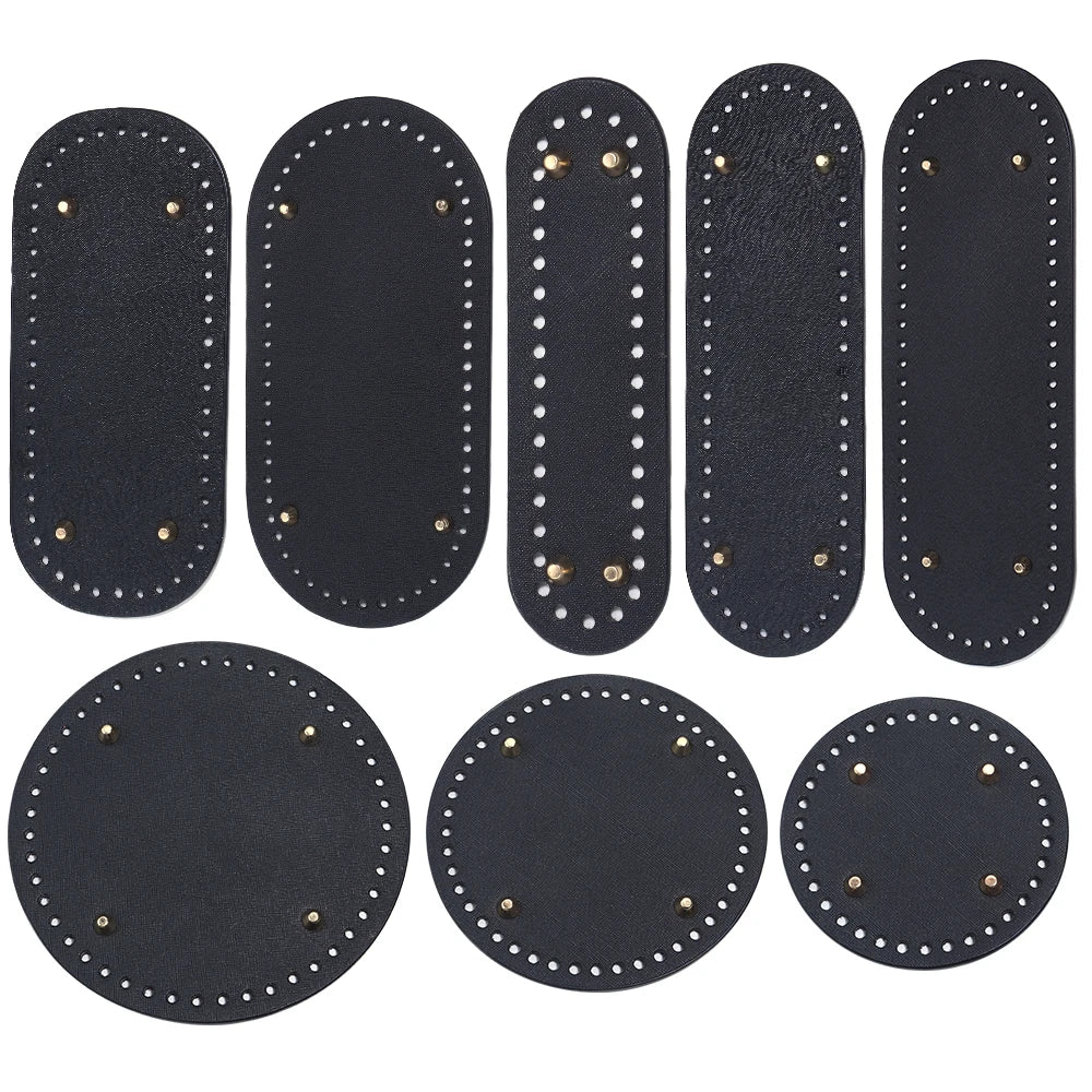 PU Leather Oval Round Bag Bottom for DIY Knitting Crochet