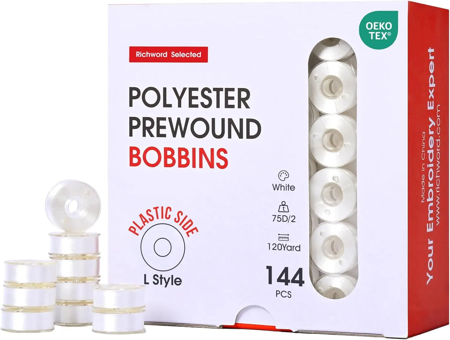 144Pcs Prewound Embroidery Bobbins Polyester For Brother Janome Babylock