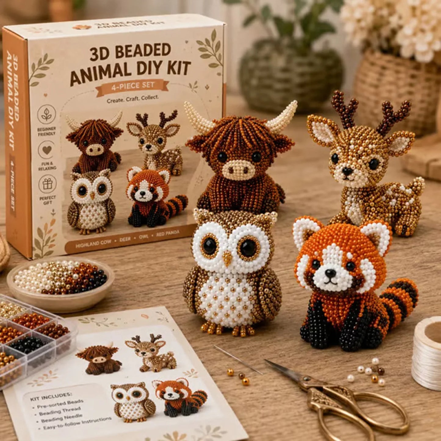 Tiny 3D Beaded Animal DIY Kit Cute Bird Beading Set
