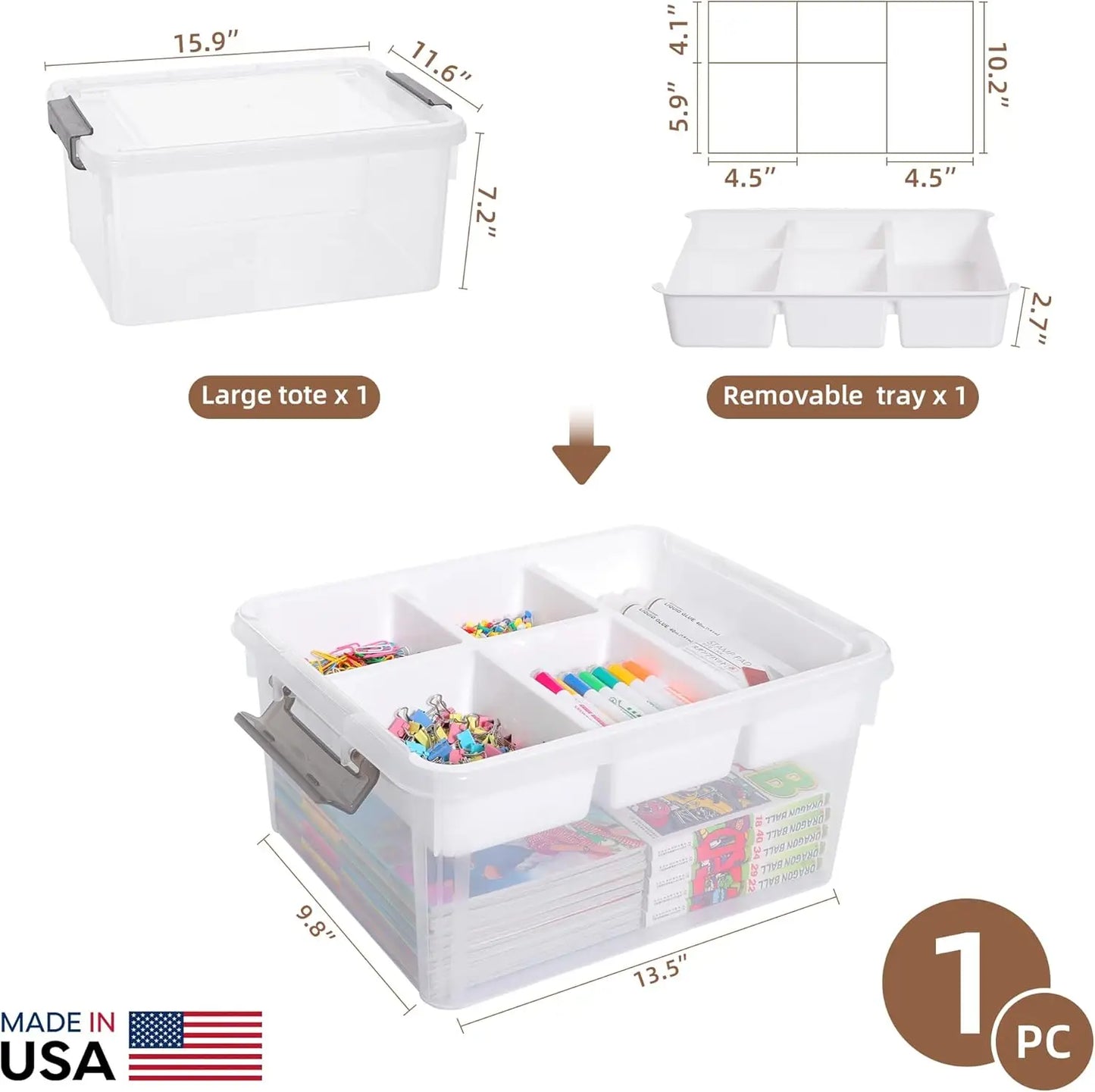 Clear Plastic Storage Box With Removable Tray For Beads