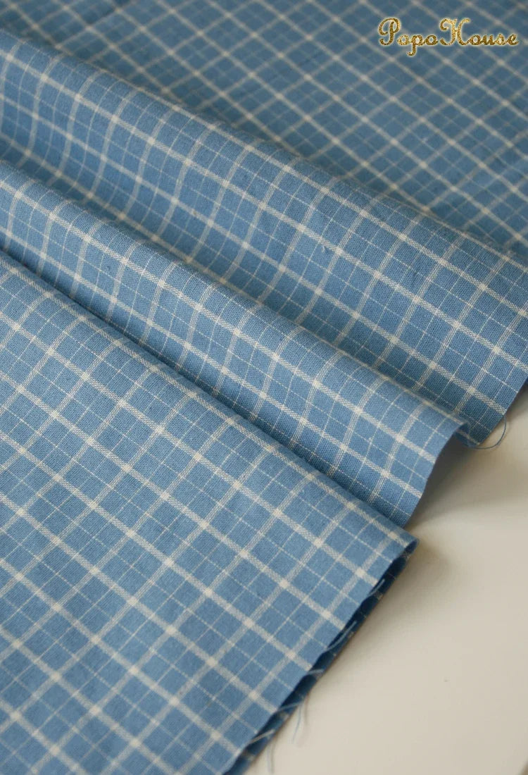 Vintage Linen Grid Striped Woven Cotton Fabric For Sewing Projects