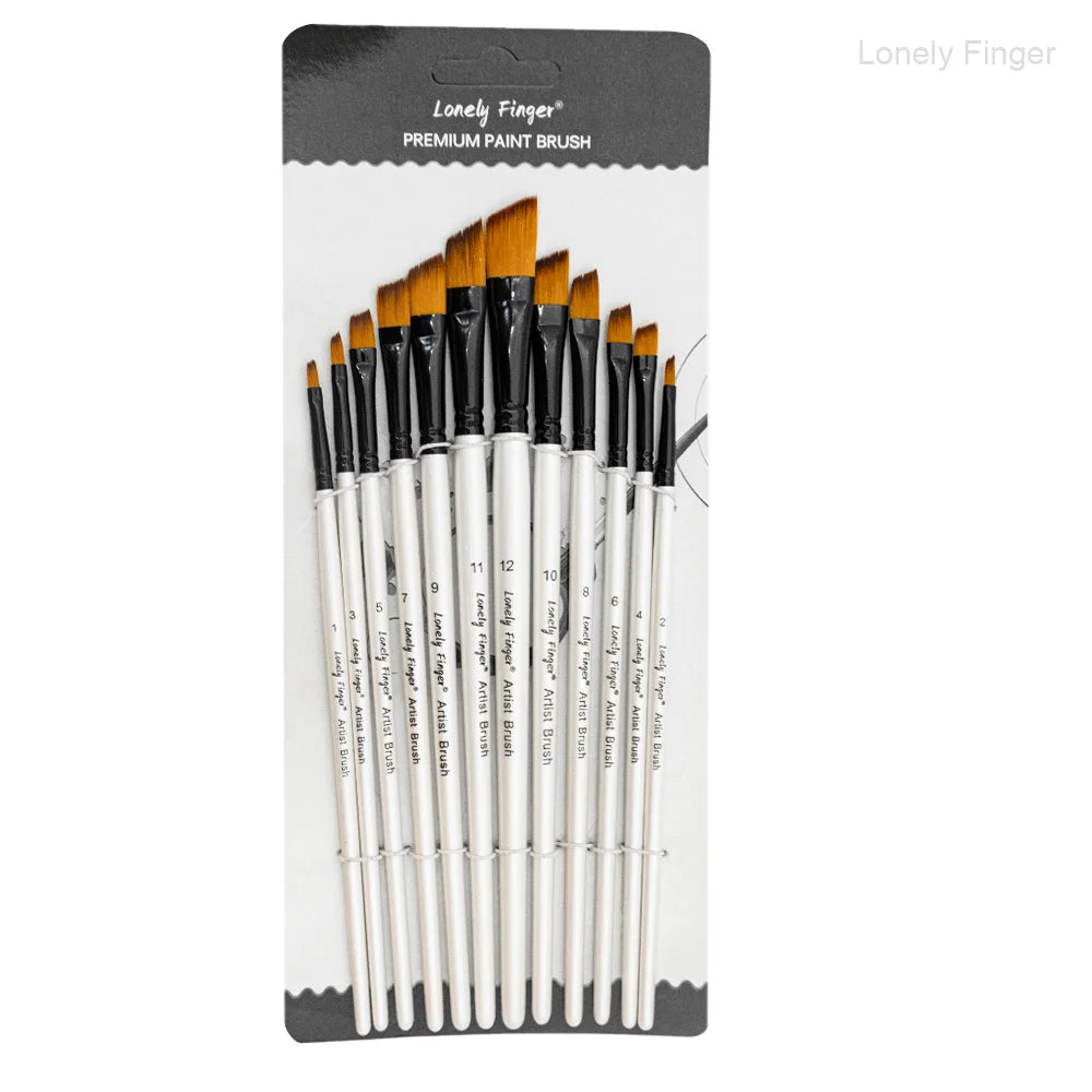 12-Piece Nylon Artist Paint Brush Set for Acrylic, Watercolor, Oil