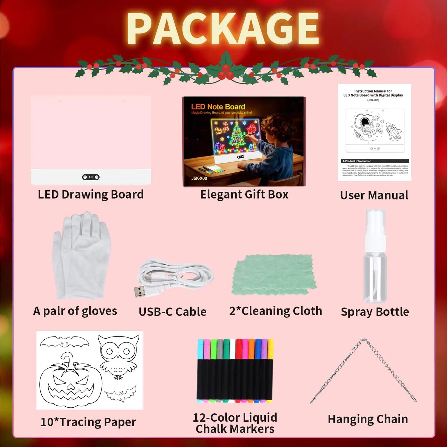 Rechargeable LED Drawing Board For Kids With Stand And 11 Light Effects