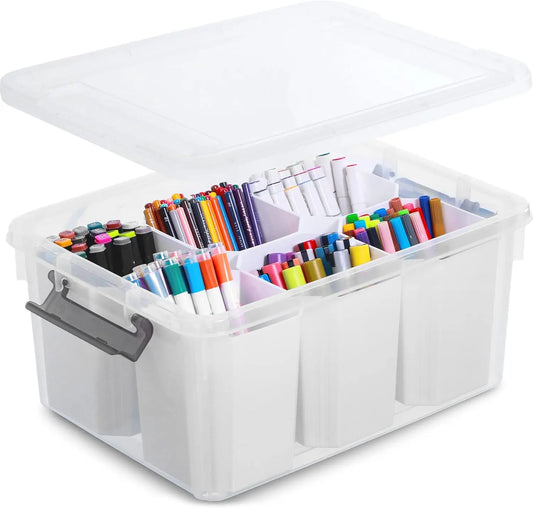 Clear Plastic Storage Bins With Lids For Organizing Tools And Crafts