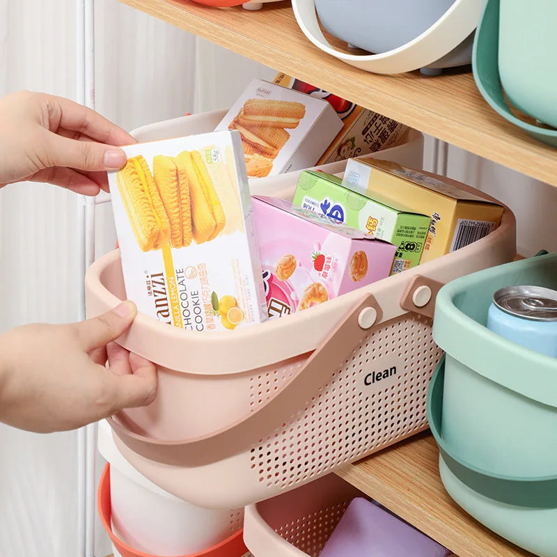 Plastic Storage Basket With Handle Shower Caddy Organizer