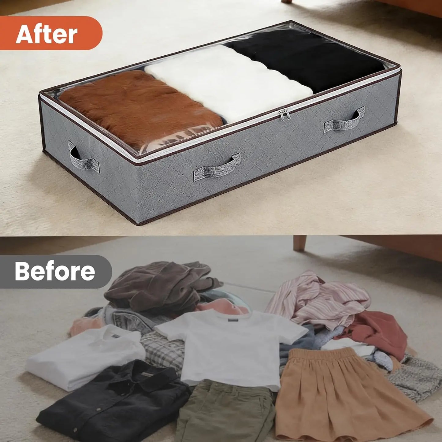 HiMISS 90L Under Bed Storage Bags With Clear Window