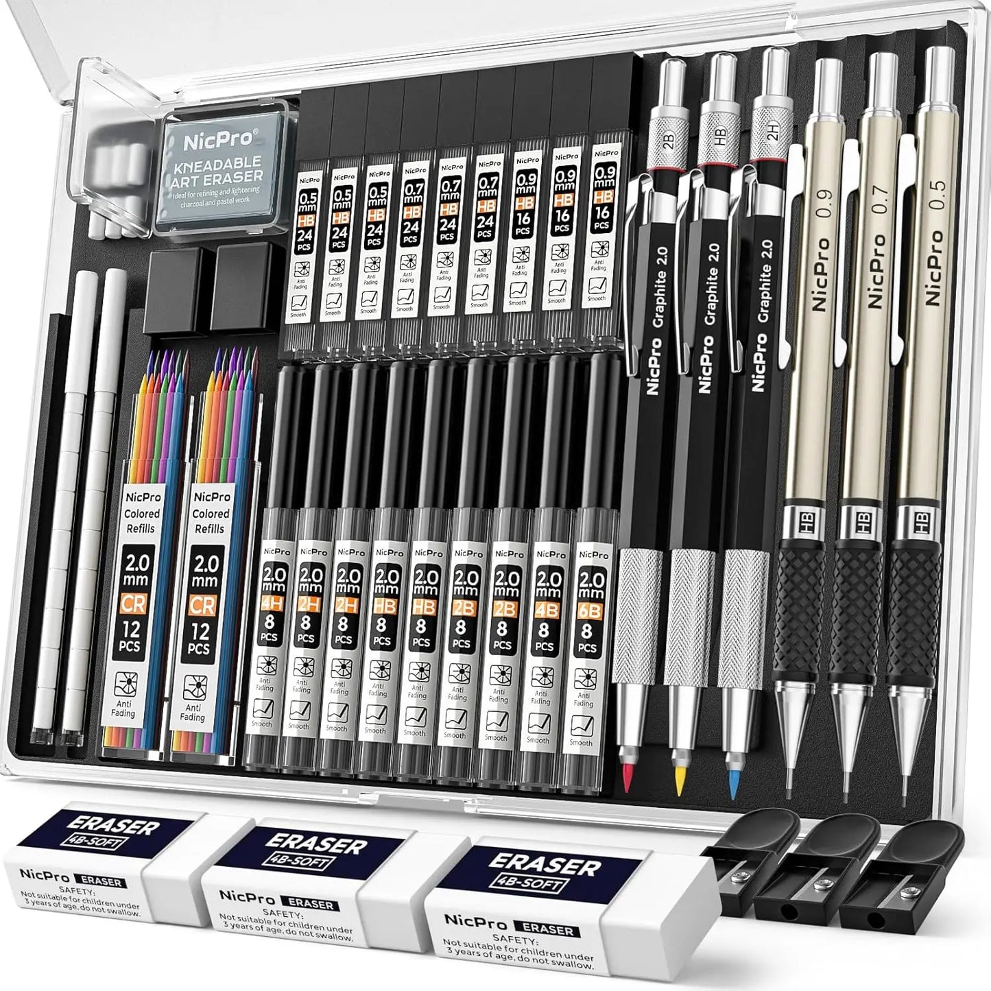 35Pcs Art Mechanical Pencil Set With Metal Drafting Pencils And Lead Holders