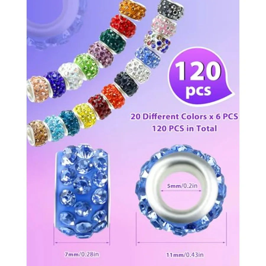 Rhinestone Large Hole Beads For Jewelry Making And Beadable Pens