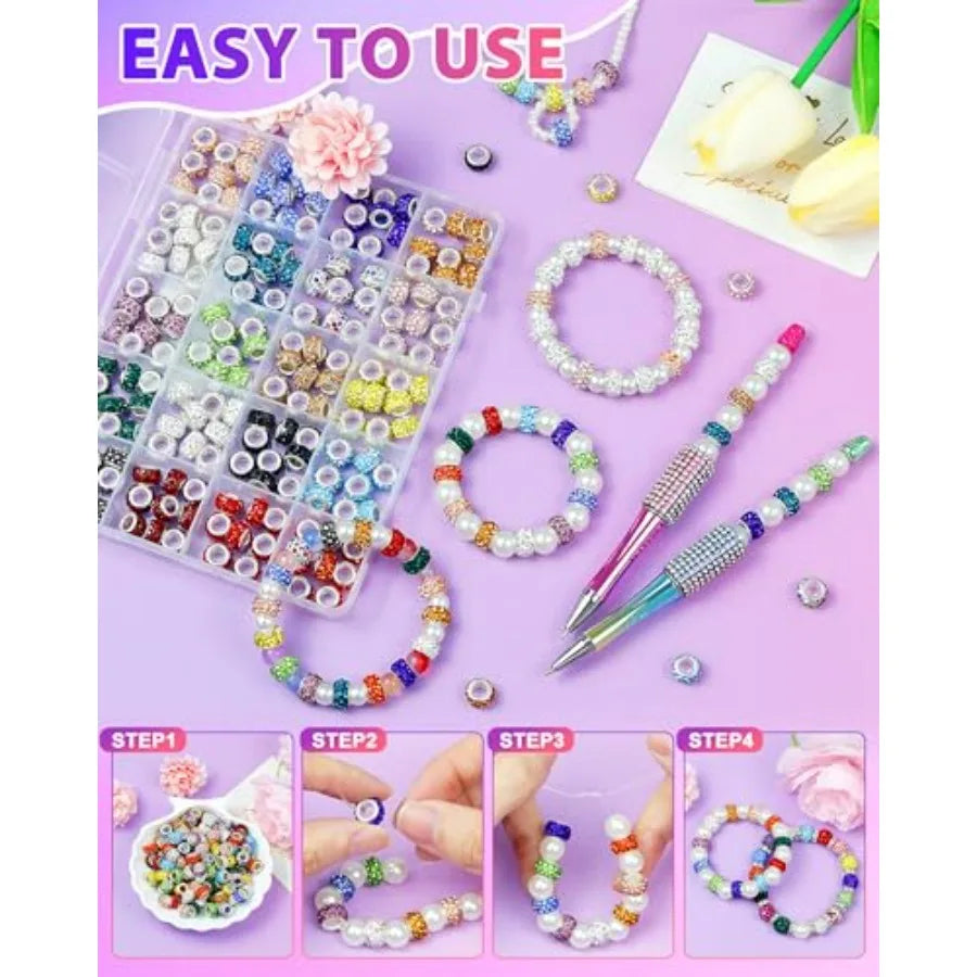 Rhinestone Large Hole Beads For Jewelry Making And Beadable Pens