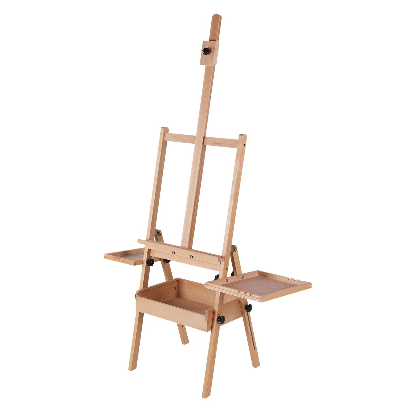 Wood H Frame Easel With Adjustable Height Storage Tray