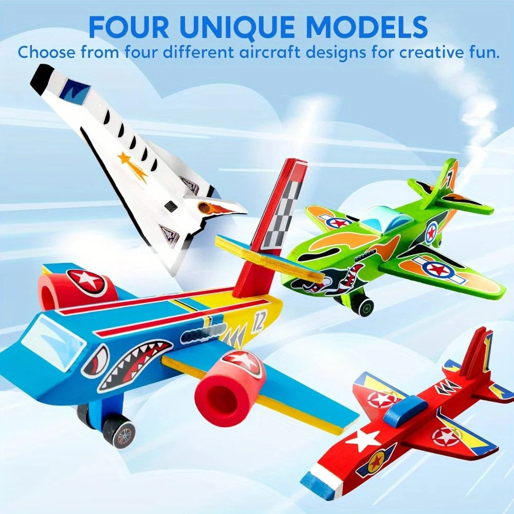 Joyfy DIY Wooden Aircraft Craft Kit For Kids 4 Models