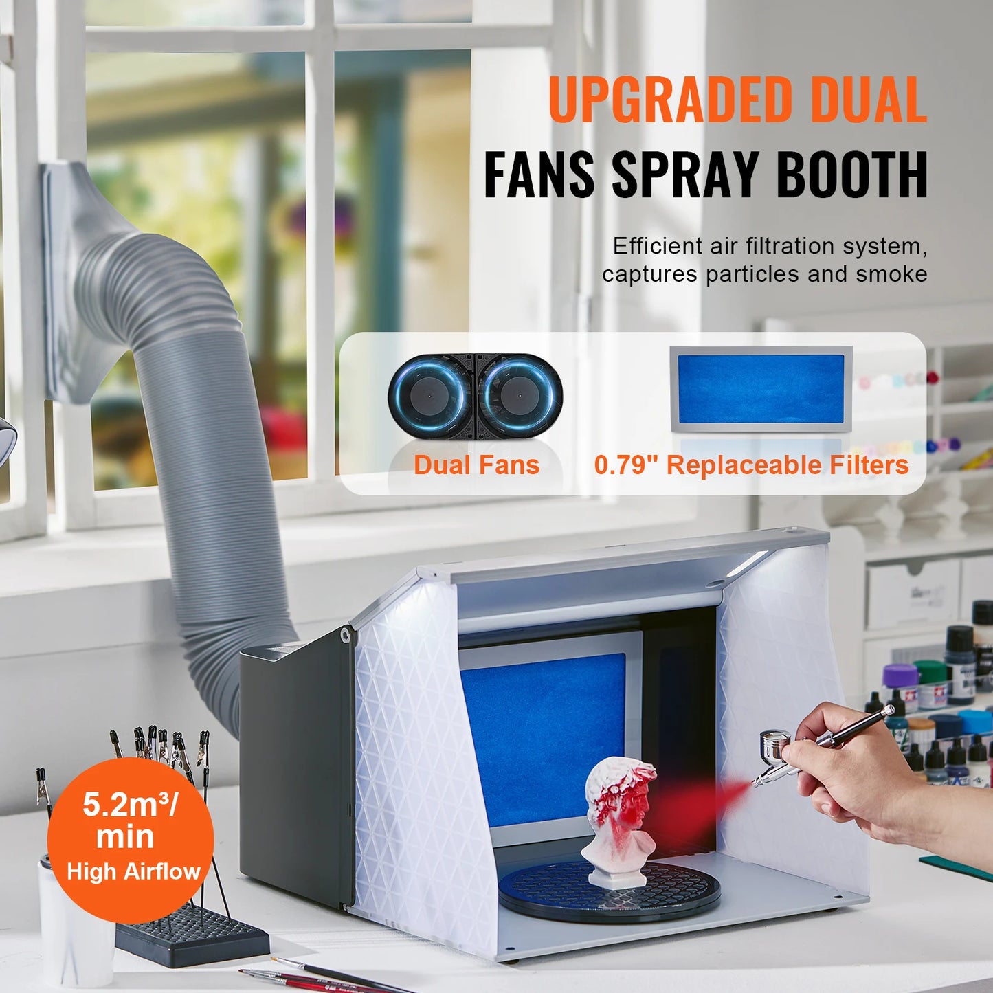 SucceBuy Airbrush Spray Booth Kit With Dual LED Exhaust Fans