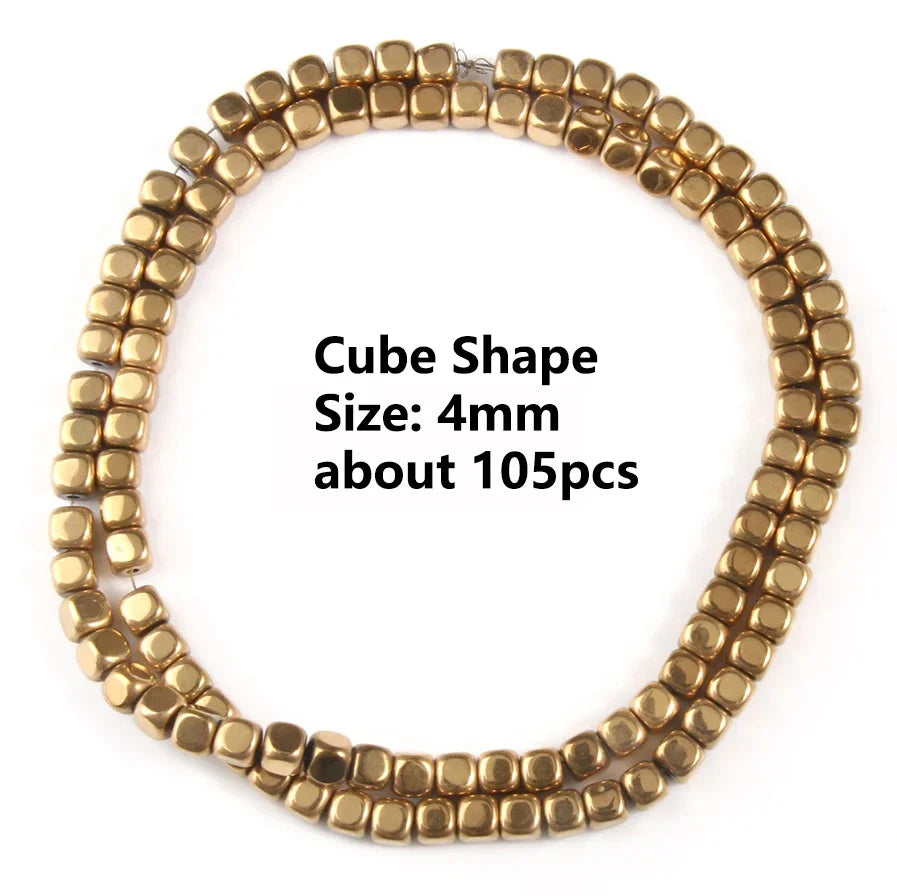 Color Retention Real Gold Plated Hematite Bead Irregular Heart Cube Rondelle Spacer Beads For Jewelry Making Diy Bracelet 15inch