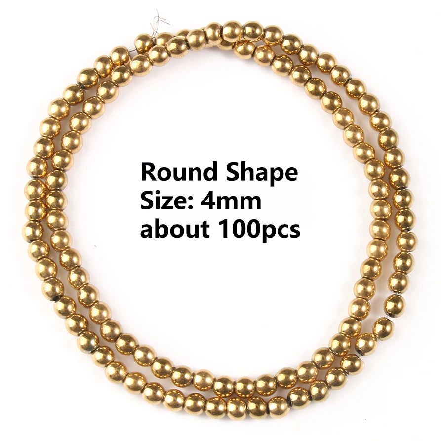 Color Retention Real Gold Plated Hematite Bead Irregular Heart Cube Rondelle Spacer Beads For Jewelry Making Diy Bracelet 15inch