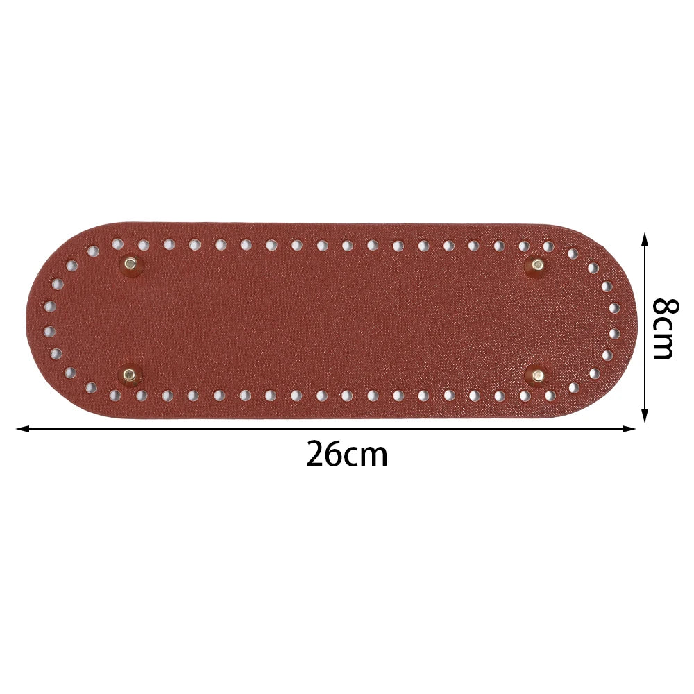PU Leather Oval Round Bag Bottom for DIY Knitting Crochet