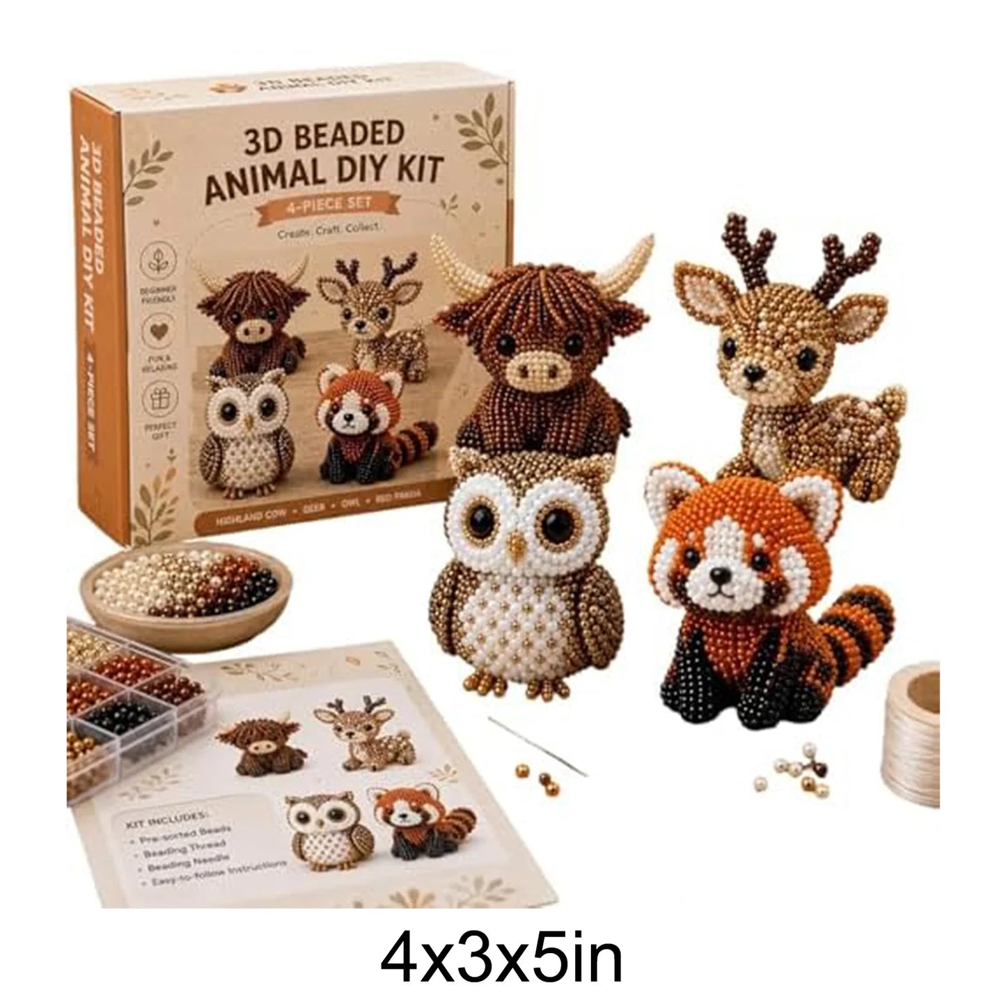 Tiny 3D Beaded Animal DIY Kit Bird Beading Craft Set