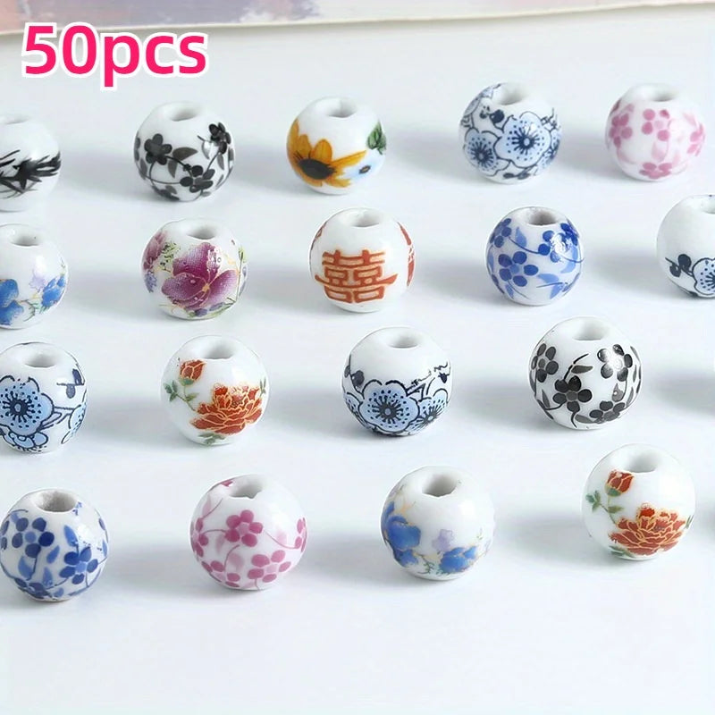 Back To Season 50Pcs Ceramic Beads For DIY Jewelry