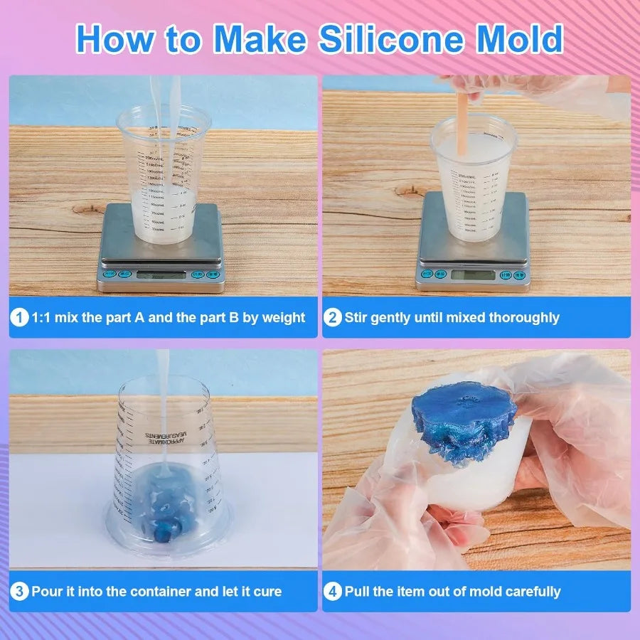 Silicone Mold Making Kit - 20A Liquid Silicone Rubber (1:1 Mix), Non-Toxic & Bubble Free Platinum Cure Silicone for Making Molds for Resin, Soap, Concrete, Craft Molds - 136oz Total