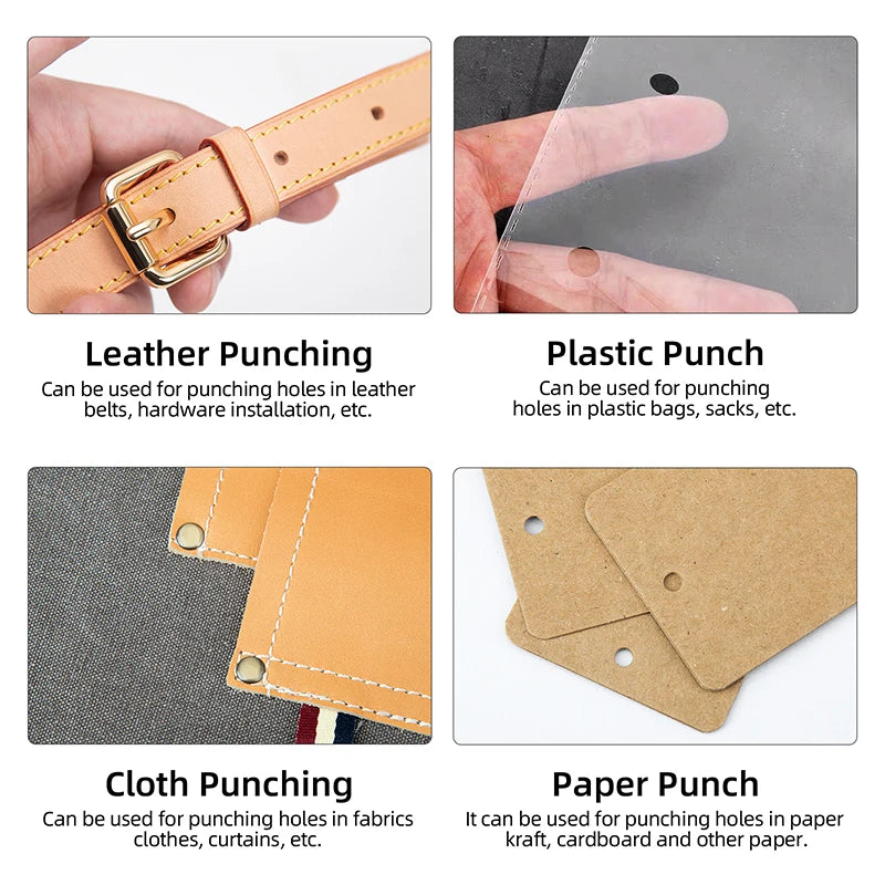 Leather Round Hole Punch Tool Set With Titanium Plating