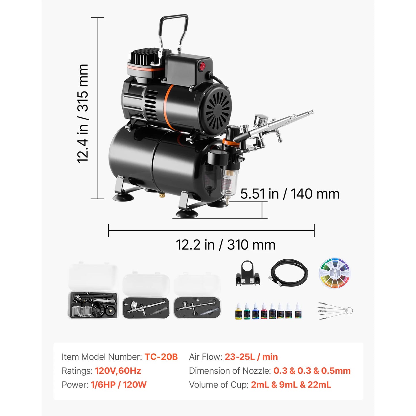 SucceBuy Airbrush Kit With Air Compressor Dual-Action Set