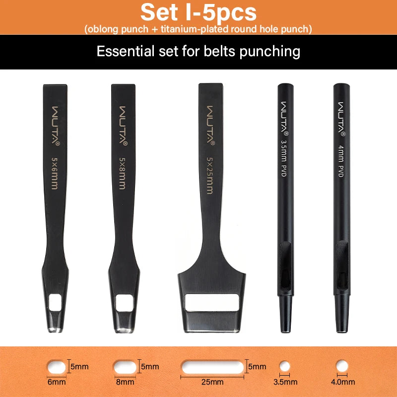 Leather Round Hole Punch Tool Set With Titanium Plating