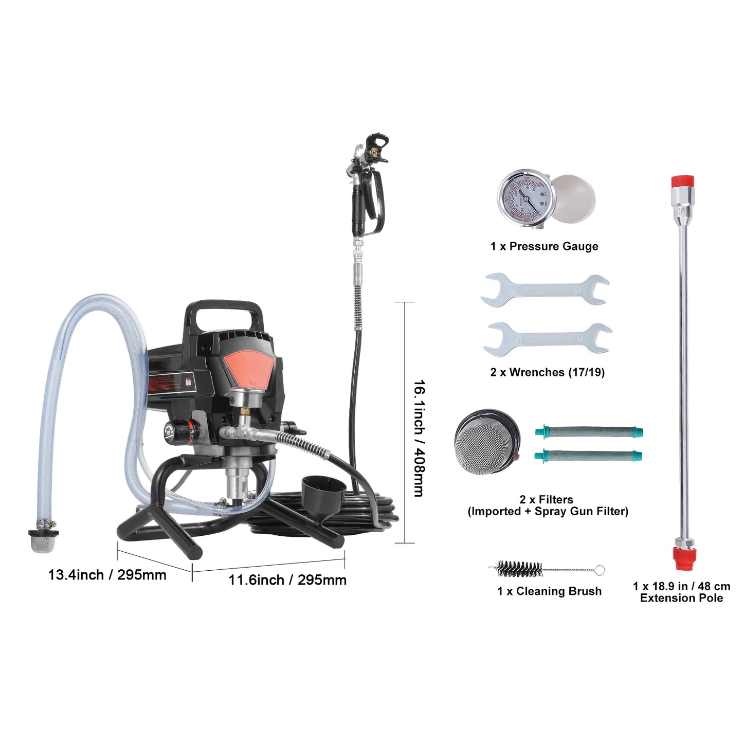 SucceBuy 750W 950W Airless Paint Sprayer 3000 PSI High Efficiency