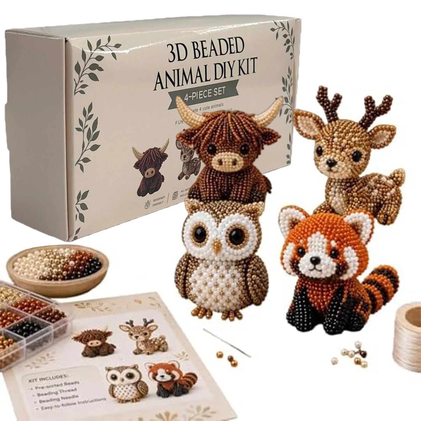 Tiny 3D Beaded Animal DIY Kit Cute Bird Beading Set