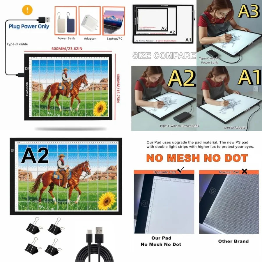 Adjustable LED Light Pad For Drawing Diamond Art Crafting