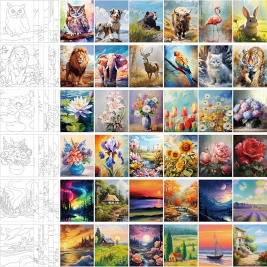 36 Pack Pre Drawn Canvases For Painting And Sip And Paint Parties